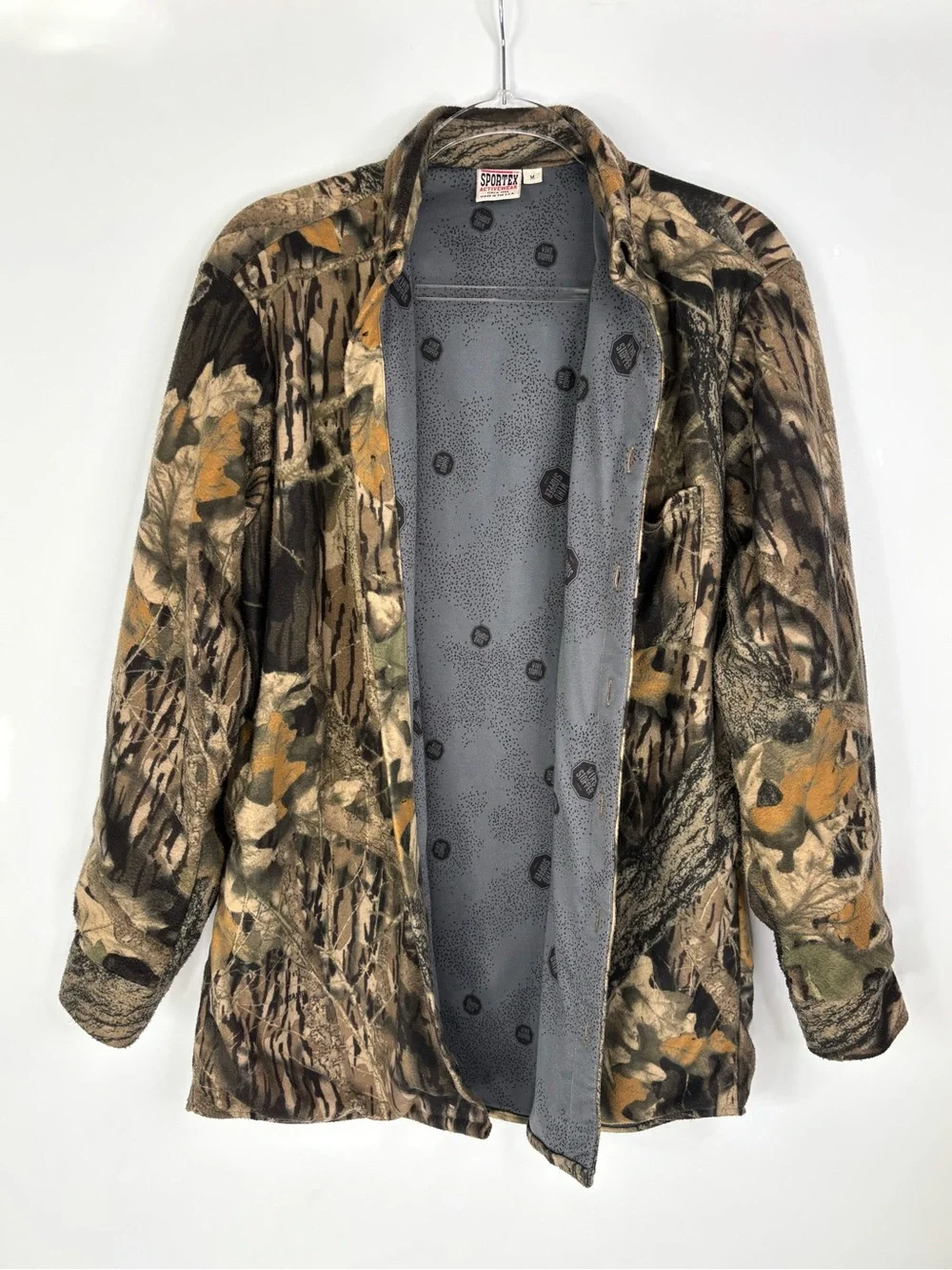 Vintage Oak Tree Leaves Print Camouflage Wind Stopper Field Hunting Shirt Jacket
